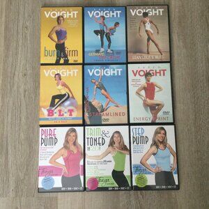 Bundle of 9 Karen Voight Tonya Larson Exercise Fitness Workout DVDs